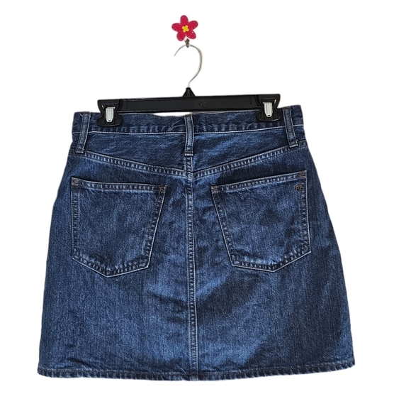 Madewell Rigid Denim Straight Blue 100% Cotton Mini Skirt 27 Preowned - Picture 2 of 6
